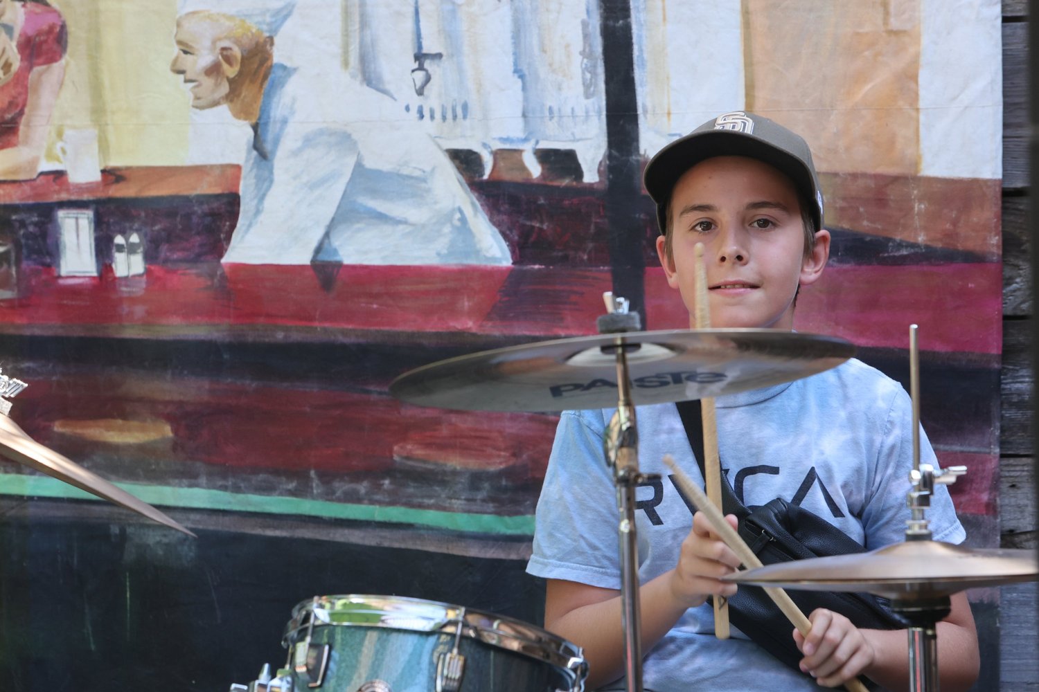 Student playing drums